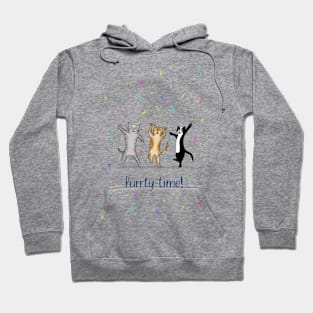 Dancing Cats Puurty Time Print With Orange Background Hoodie